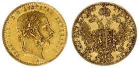 Austrian Empire 1 Ducat 1869 A Vienna. Franz Joseph I(1848-1916). Averse: Laureate head right. Reverse: Crowned imperial double eagle. Gold. F. 492; J...