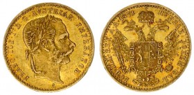 Austrian Empire 1 Ducat 1871 A Vienna. Franz Joseph I(1848-1916). Averse: Laureate head right. Reverse: Crowned imperial double eagle. Gold. J: 337; F...