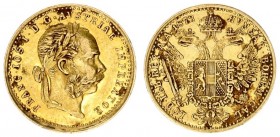 Austrian Empire 1 Ducat 1873 Vienna. Franz Joseph I(1848-1916). Averse: Laureate head right. Reverse: Crowned imperial double eagle. Gold. Fruhwald 12...
