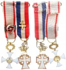 Miniature of the Order of Dannebrog Christian IX (1863-1906) (21x12mm) & Miniature of the Order of the Crown of Charlemagne (15x24mm); Gold and enamel...