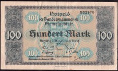France. Treasure. Territories occupied after 1918. Memorial. 1922 issue. 100 Mark Banknote. Type 1922 Memel Notgeld. No 32970. P# 9.