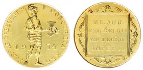 Netherlands 1 Ducat 1974 Prooflike Juliana(1948-1980). Averse: Knight with right leg bent divides date. Reverse: Inscription within decorated square. ...