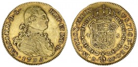 Spain 4 Escudos 1795 MF Mint mark: Crowned M. Charles IV (1788-1808). Averse: Bust right. Averse Legend: CAROL IIII D G HISP ET IND R. Reverse: Crowne...