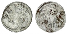 Lithuania 1 Denar Alexander Jagiellon 1501-1506 without date Vilnius Av: Eagle Rv: Chase to the left. Renaissance letter A in the field behind Pogon r...