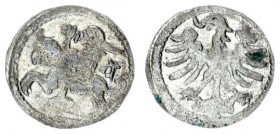 Lithuania 1 Denar Alexander Jagiellon 1501-1506 without date Vilnius Av: Eagle with his head to the left; Rv: Chase to the left followed by the Gothic...