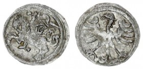 Lithuania Alexander Jagiellon 1501-1506 1 Denar without date Vilnius Av: Eagle with his head to the left Rv: Chase left in the field the Renaissance l...