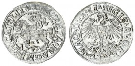 Lithuania 1/2 Grosz 1547 Sigismund II Augustus 1545-1572 Lithuanian Vilnius. end of inscriptions LI / LITVA. Silver. Cesnulis-Ivanauskas 4SA34-12