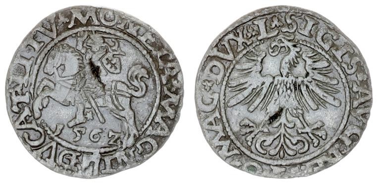 Lithuania ½ Grosz 1562 Sigismund II Augustus 1545-1572 Vilnius rarer variety wit...