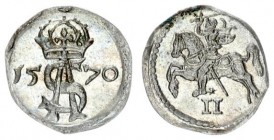 Lithuania 2 Denar 1570 Sigismund II Augustus 1545-1572 - Lithuanian coins Vilnius horses tail bent down small date. Silver. Kop. 3231 Cesnulis-Ivanaus...