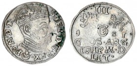 Lithuania 3 Groszy 1581 Stephen Báthory 1576-1586 - Lithuanian coins Vilnius on the obverse under the bust of the Leliwa coat of arms endings L / LIT....