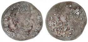 Lithuania 3 Groszy 1581 Stephen Báthory 1576-1586 - Lithuanian coins Vilnius on the obverse under the bust of the Leliwa coat of arms endings L / LIT....