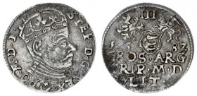 Lithuania 3 Groszy 1582 Stephen Báthory 1576-1586 - Lithuanian coins Vilnius under the bust of Leliwa on reverse III above endings of inscriptions L /...