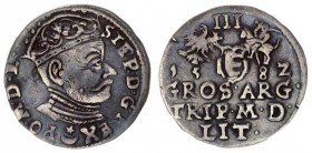 Lithuania 3 Groszy 1582 Stephen Báthory 1576-1586 - Lithuanian coins Vilnius Leliwa coat of arms on the obverse Kop. 3368 (R) Iger V.82.1.a (R) Ivanau...
