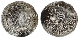 Lithuania 3 Groszy 1583 Stephen Báthory 1576-1586 Vilnius larger bust of the king obverse of the Leliwa coat of arms endings of inscriptions L / LIT S...