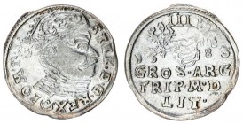 Lithuania 3 Groszy 1583 Stephen Báthory 1576-1586 - Lithuanian coins Vilnius; large bust of the king Leliwa coat of arms on the obverse endings of L /...