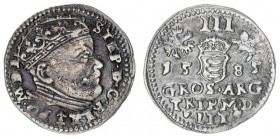 Lithuania 3 Groszy 1585 Stephen Báthory 1576-1586 - Lithuanian coins Vilnius Silver. Iger V.85.2.b Ivanauskas 4SB54-24