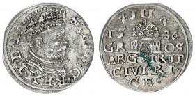 Livonia 3 Groszy 1586 Stephen Báthory 1576-1586 - Latvia coins Riga city obverse: small king's head ending P D L. Silver. Iger R.86.2 (R) K.-G. 20
