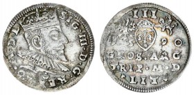 Lithuania 3 Groszy 1590 Sigismund III Vasa 1587-1632 Vilnius Leliwa coat of arms under the bust of the king. Silver. Iger V.90.1.a (R2) Ivanauskas 5SV...