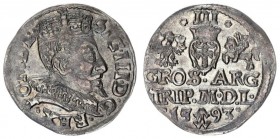 Lithuania 3 Groszy 1593 Sigismund III Vasa 1587-1632 Vilnius date at the bottom on the sides of the Chalecki coat of arms. Silver. Iger V.93.3.b Ivana...