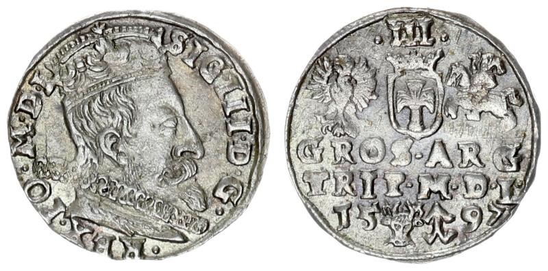 Lithuania 3 Groszy 1597 Sigismund III Vasa 1587-1632 Lithuanian coins Vilnius; b...