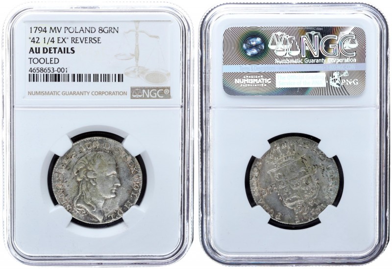 Poland 8 Gros 1794 .MV. Stanisław August Poniatowski (1764 - 1795). NGC AU DETAI...