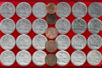Latvia Republic 1 Santims 1924; 1939; 2 Santimi 1922; 1932;1939; 50 Santimu 1922. Lot of 29 Coins Bronze; Nickel; KM 6; KM 2;KM 10; KM 11.2