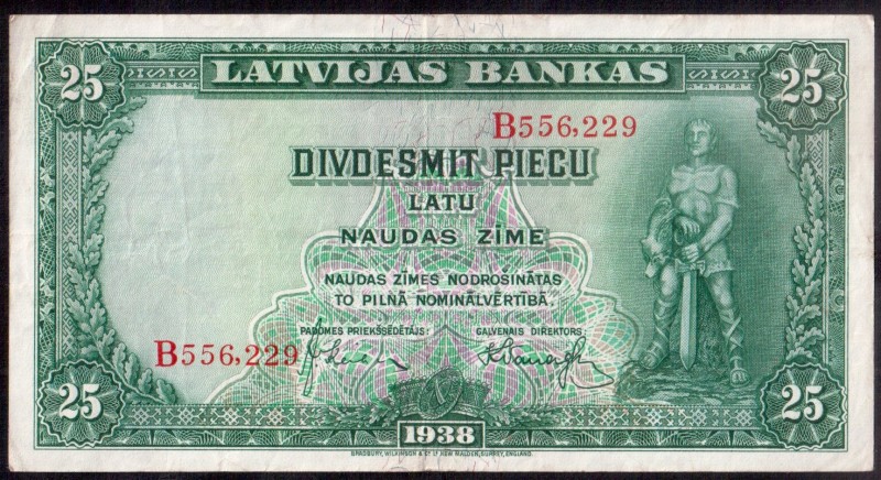 Latvia 25 Lati banknote 1938. B556 229. P# 21