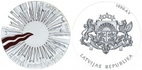 Latvia 1 Lats 2007. Rebirth of the State. Silver. 31.47gr. (With box and certificate) KM# 88