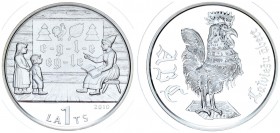 Latvia 1 Lats 2010. The Latvian ABC Book. Silver. 31.47gr. Mintage: 5000. (With box and certificate) KM# 111