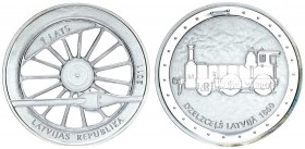 Latvia 1 Lats 2011. Railway in Latvia. Silver. 22gr. Mintage: 5000. (With box and certificate) KM# 125