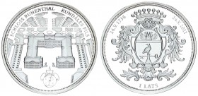 Latvia 1 Lats 2011. Rundale Palace. Silver. 31.47gr. Mintage: 5000. (With box and certificate) KM# 121