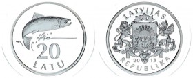 Latvia 20 Latu 2013. Silver Salmon. Silver. 11gr. Mintage: 10000. (With box and certificate) KM# 138