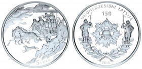 Latvia 5 Euro 2015. 150 years of firefighting in Latvia. Silver. 22gr. Mintage: 10000. (With box and certificate). KM# 166