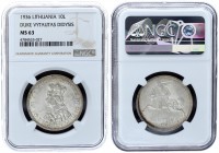 Lithuania 10 Litu 1936. Vytautas the Great. NGC MS 63. Silver. KM# 83