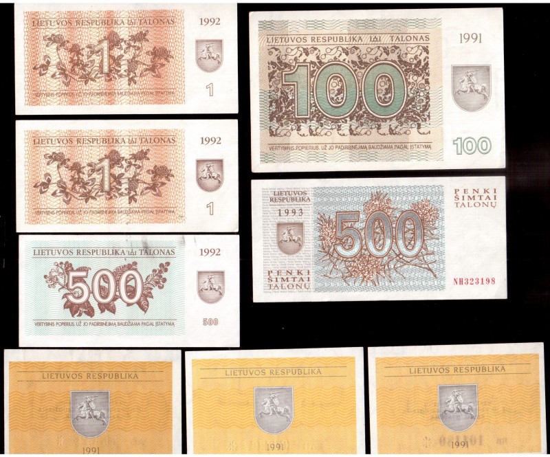 Lithuania Lot of 12 banknotes ( 1991-1993)