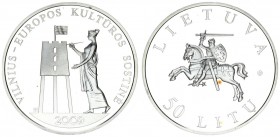 Lithuania 50 Litu 2009. Vilnius European Capital of Culture. Silver. 28.28gr. Mintage: 10000. (With certificate) KM# 163