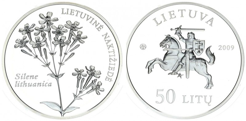 Lithuania 50 Litu 2009. To the Sweet William Catchfly. Silver. 28.28gr. Mintage:...