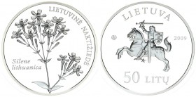 Lithuania 50 Litu 2009. To the Sweet William Catchfly. Silver. 28.28gr. Mintage: 10000. (With certificate) KM# 165