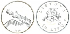 Lithuania 10 Litu 2010. Music. Silver. 12.44gr. Mintage: 10000. (With certificate) KM# 169