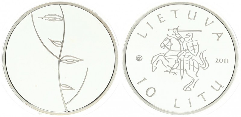 Lithuania 10 Litu 2011. Theatre. Silver. 12.44gr. Mintage: 10000. (With certific...