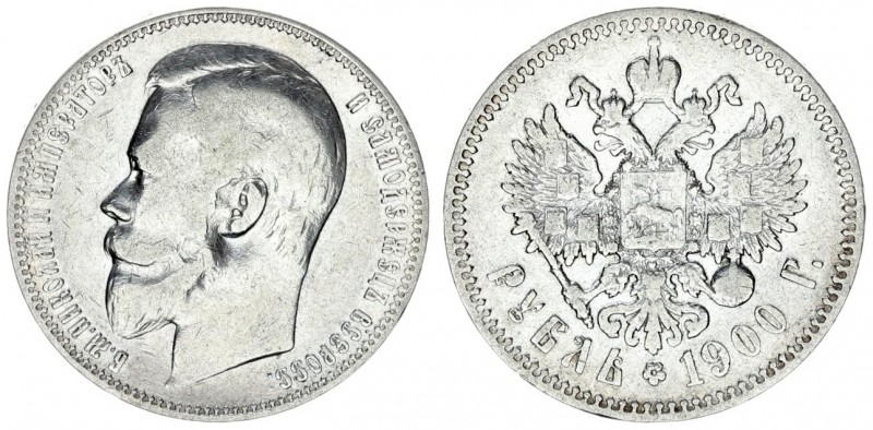 Russia 1 Rouble 1900 ФЗ St. Petersburg. Nicholas II (1894-1917). Averse: Head le...