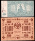Russia USSR 1000 Roubles Banknote 1918. P#95 and 500 Roubles Banknote 1920. P#S434