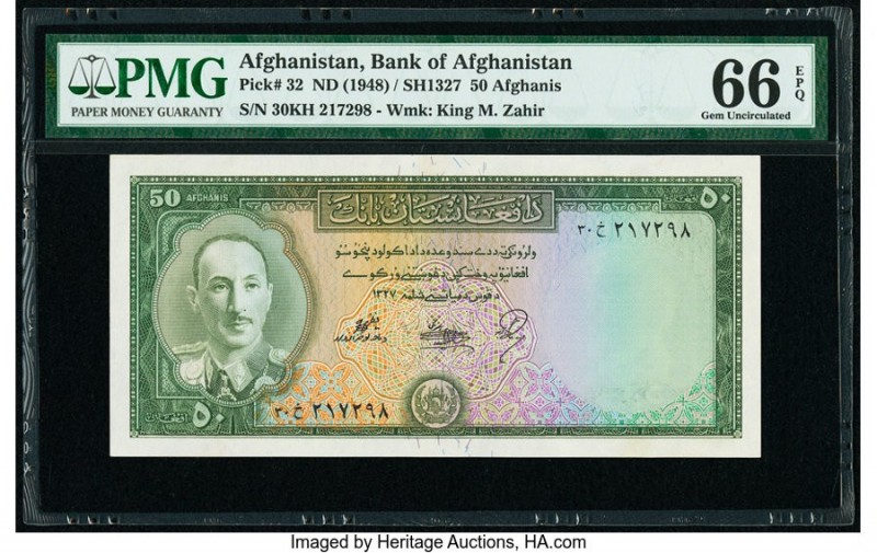 Afghanistan Bank of Afghanistan 50 Afghanis ND (1948) / SH1327 Pick 32 PMG Gem U...