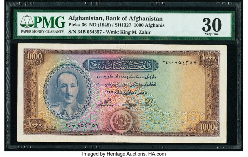 Afghanistan Bank of Afghanistan 1000 Afghanis ND (1948) / SH1327 Pick 36 PMG Ver...