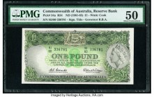 Australia Commonwealth Bank of Australia 1 Pound ND (1961-65) Pick 34a R34 PMG About Uncirculated 50. 

HID09801242017

© 2020 Heritage Auctions | All...