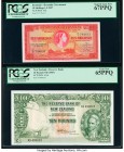 Bermuda Bermuda Government 10 Shillings 1.5.1957 Pick 19b PCGS Superb Gem New 67PPQ; New Zealand Reserve Bank 10 Pounds ND (1967) Pick 161d PCGS Gem N...
