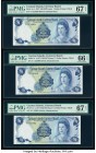 Cayman Islands Currency Board 1 Dollar 1971 (ND 1972) Pick 1a Three Consecutive Examples PMG Superb Gem Unc 67 EPQ (2); Gem Uncirculated 66 EPQ. 

HID...