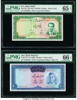 Iran Bank Melli; Bank Markazi 50; 200 Rials ND (1951); ND (1969) Pick 56; 87b Two Examples PMG Gem Uncirculated 65 EPQ; Gem Uncirculated 66 EPQ. 

HID...