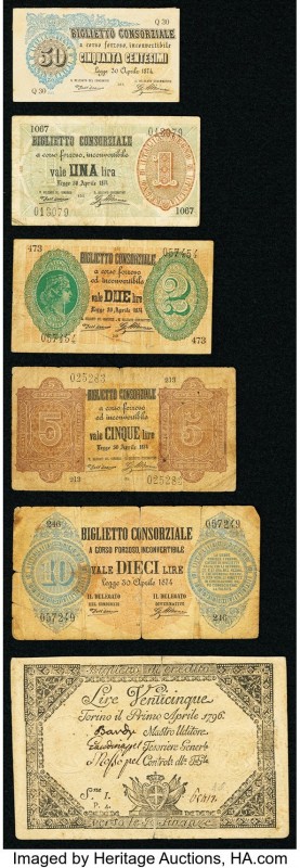 Italy Biglietto Consorziale Regno D'Italia 50 Centesimi; 1; 2; 5; 10 Lira 30.4.1...