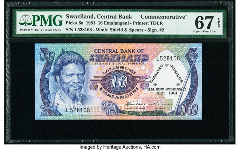 Swaziland Central Bank of Swaziland 10 Emalangeni 1981 Pick 6a Commemorative PMG...